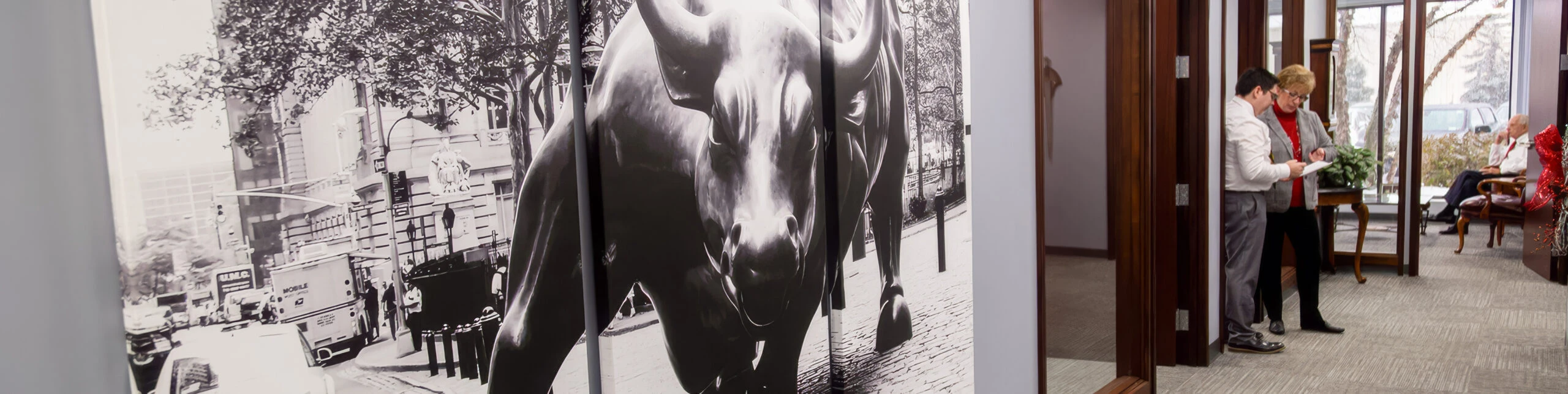 Wall Street Bull Painting in JW Burns offices